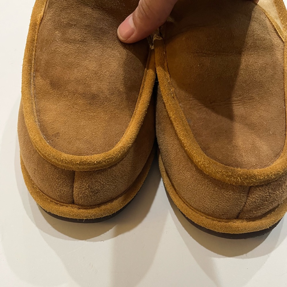 LL. Bean Tan Suede Wicked Good Slippers‎ with Sheepskin Shearling Lining Sz. 10 - Picture 4 of 8